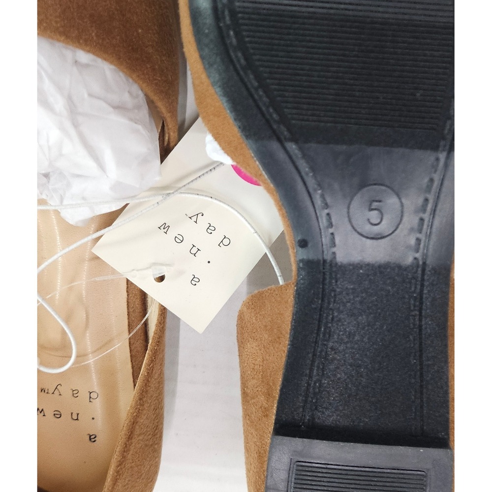 A New Day Rebecca Flats Cognac Brown Suede Pointed‎ Toe Orsay Slip On Shoes 5 - Picture 10 of 11